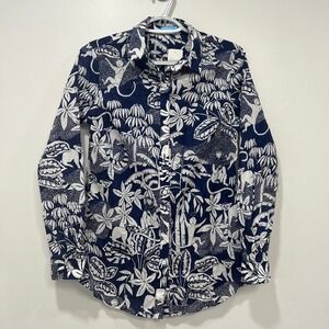 J. McLaughlin Navy and White Floral Button Down Shirt